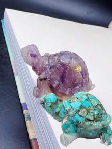 1pc Khuôn nhựa pha lê tự nhiên Tượng rùa Đá quý chữa bệnh Lá vàng Orgone Tượng rùa Tượng bỏ túi Đá cho Văn phòng tại nhà Trang trí phong thủy Đồ trang trí sưu tầm Quà tặng tốt nhất - Nhiều màu - Xem 30