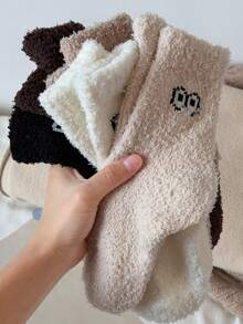 2 Pairs Women's Plush Socks, Warm Indoor Floor Socks, Random Colors, Comfortable Socks