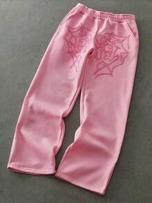 男士加大码弹力腰宽松直筒休闲裤 - 粉色 - 查看 1