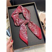 Versatile 90cm Square Scarf For Women - Printed Scarf As Neck Tie, Bandana & Hair Accessory, All-Season Luxury Fashion - 紅色 - 查看 6
