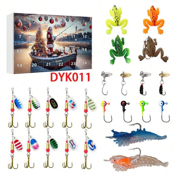 Angel-Adventskalender 2025, 24 Tage Countdown bis Weihnachten, Weihnachts-Angelausrüstungsset, Geschenk für Papa, Fischer, Teenager, Jungen