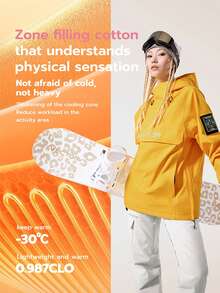 VECTOR MOTION Rebel Thermal Lined Hooded Ski Jacket, , Windproof, Waterproof, Abrasion-Resistant, Breathable, Stretchy, Half-Zip Hoodie, For Single/Double Board