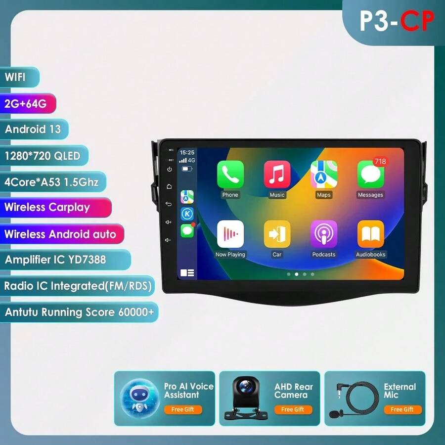 9"7862 Android Auto Car Radio GPS Stereo For RAV4 Rav 4 2006-2012 Multimedia Player 4G 8Core Carradio Carplay HeadUnit - P3 CP AHD6 AI - 查看 1