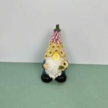 1 pieza de gnomos iluminados para exteriores, decoraciones de jardín, diseño floral, figuras de enanos pequeños de resina para escritorio, patio, jardín, adecuado para decoración navideña en interiores del hogar, se pueden usar para actividades de fiestas escolares, se deben seleccionar los regalos - oro - Ver 5