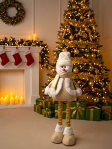 Muñeco Decorativo De Navidad  Alto , Decoración Navideña  , Muñeco De Santa Claus , Muñeco De Reno , Muñeco De Nieve , Decoración De Navidad Para Sala De Estar , Decoración Para Árbol de Navidad , Figuras De Tela Decorativos , Muñeco Decorativo  De 53cm de alto . Muñeco Con Patas Retráctil con 33 cm - Dorado D2 - Ver 4