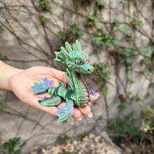 1 件 3D 打印龙雕像，具有逼真眼睛和可移动关节的家居装饰，圣诞礼物，适合任何场合，生日礼物，3D 打印小雕像 - 彩色 - 查看 29