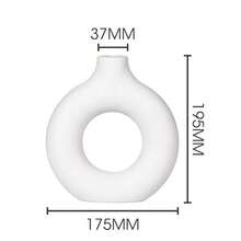 1pc Nordic Style Plastic Vase Decor, Round Vase For Dried Flowers, Living Room, Dining Table, TV Cabinet, Lightweight Luxury Home Decor, Solid Color Donut Vase - Multicolor - View 3