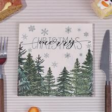 20pcs/40pcs/60pcs,Beige Pine Tree Snowflake Merry Christmas Napkins,13*13inch Christmas Pine Tree Snow Hand Towel For Party Lunch Dinner Kitchen Bathroom,Tree Flower Snowflake Disposable Paper Napkins For Birthday Holiday Party Supplies