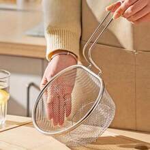 304 Stainless Steel Colander Strainer, Kitchen Oil Frying Noodle Draining Blanching Filtering Net, Hot Pot Spicy Soup Strainer Ladle - Silver - View 4