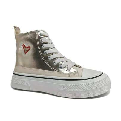 Damskie wygodne trampki casualowe, płaskie, uniwersalne, wytrzymałe, modne buty z płótna ze wzorem w kształcie serca, wysokie, wygodne, codzienne dojazdy do pracy