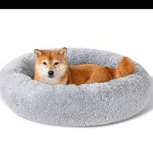 Dog Bed Calming Dog Beds For Small Medium Dogs-Round Donut Washable Puppy Dog Bed, Anti.Slip Faux Fur Fluffy Donut Cuddle Anxiety Cat PetBed(28" Dark Grey) - 淺灰色 - 查看 3