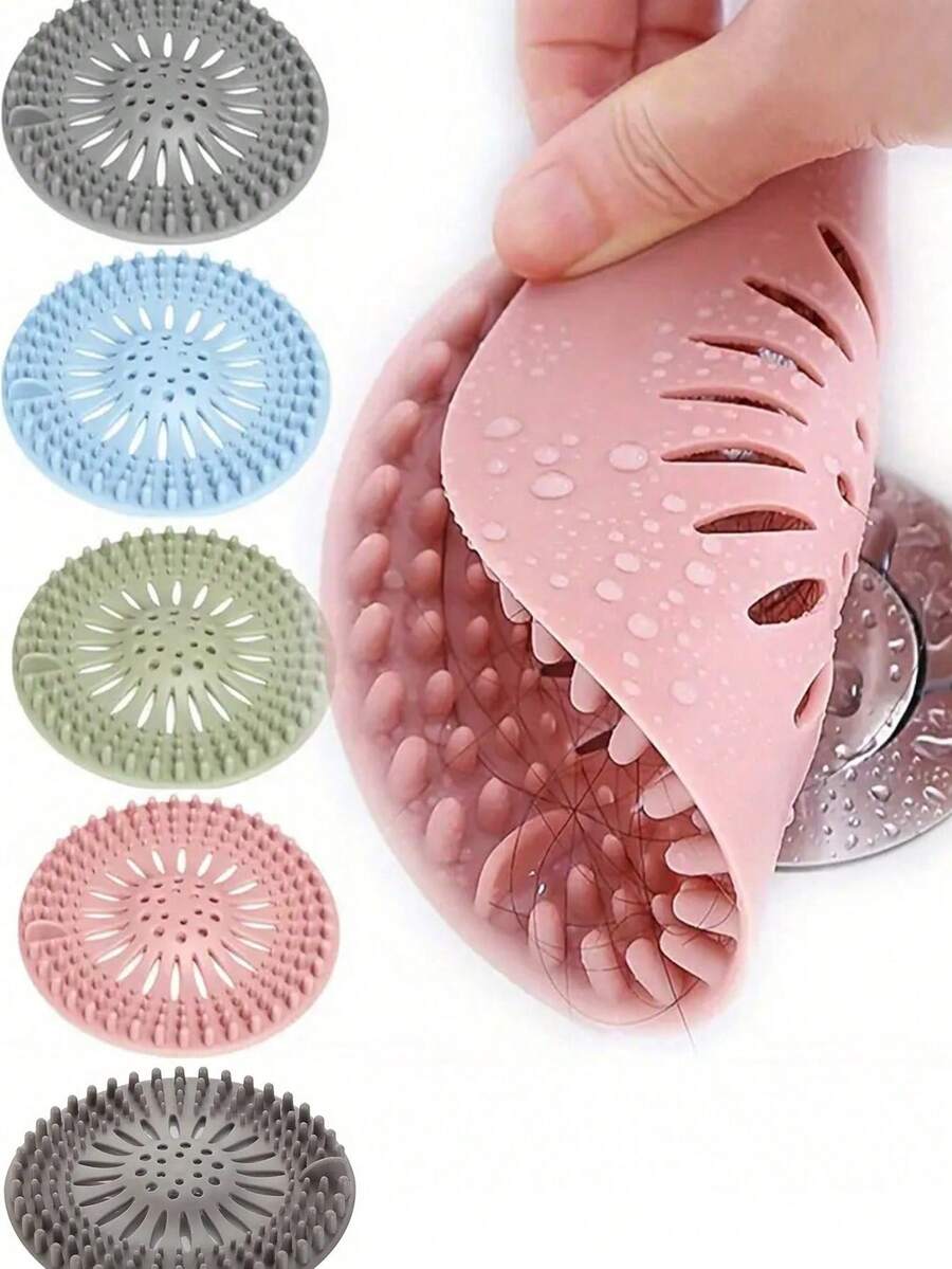 Cattura capelli in silicone per scarico, protezione per doccia/lavandino di alta qualità, filtro in rete di silicone riutilizzabile, protezione anti-intasamento per scarico, mantiene lo scarico pulito e libero. Set filtro cattura capelli per scarico doccia, decorazione per bagno di casa, decorazione autunnale, decorazione per il ritorno a scuola, adatto per scarico vasca/doccia, facile da pulire. - Multicolore - Visualizzare 1