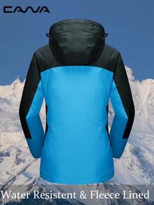 Cavva Women's 3-In-1 Waterproof  Skiing Jacket Windproof Breathabel Fleece Liner Removable Storm Hood Adjustable Cuffs Thermal Coat 4 Secure Pockets Hiking Camping Skiing - 藍色 - 查看 2