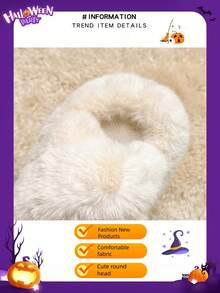 2 piezas Pantuflas suaves y esponjosas para mujer, pantuflas cómodas con diseño cruzado para usar dentro y fuera de casa, adecuadas para Halloween, invierno - Blanco - Ver 2