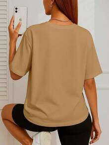 Women's Basic Duck Training T-Shirt Cotton Shirt - Khaki - View 3