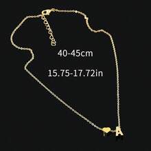 1 pieza Collar con colgante de corazón y letra de acero inoxidable, collar con dije de combinación de corazón y letra de moda, regalo para novia, Día de la Madre, Navidad