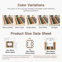 1PC Machine Washable Large - Size Bohemian Multicolored Striped Pattern Area Mat Rug Indoor Living Room Decorative Rug With Artistic Retro Multicolored Striped Pattern Design Durable Easy Clean Floor Mat For Home Decoration Kitchen Rug