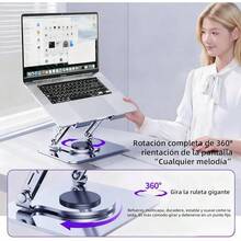 Soporte para Laptop de Acero Carbono - Base Plegable Ajustable 360 ° , Antideslizante para PC/Tabletas 10-16. Base para Laptop Cumplir Diseño Ergonómico para Postura y Enfriamiento Óptimo. (Plateado) - Plateado - Ver 4