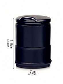 黑色圆形车载烟灰缸，轻便便携塑料支架，适用于车载烟灰缸