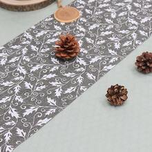 1 pieza Camino de mesa serie árbol de Navidad con copos de nieve y piñas de 270cm*28cm, decorativo rectangular de estilo lino simple para uso en comedor, fiesta y hogar en invierno - Gris - Ver 10