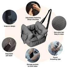 HAZOOWILL Asiento de coche para transportar mascotas, cama de viaje portátil y cálida para perros y gatos de menos de 11 kg con arnés de ajustable, asa y correa para el hombro, se adapta a los asientos delanteros/traseros del coche y al interior, regalo de Navidad para invierno/otoño