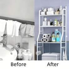 Multi Functional Three-Layer Toilet Rack, Laundry Rack, Independent Metal Rack, With Roll Paper Rack And Hook, Space Saving Bathroom Organizer Rack, Independent Space Saving Storage Rack, Above The Toilet Rack, Used For Bathrooms And Laundry Rooms., Toilet Shelves, Bathroom Organizers And Storage Over Toilet, Toilet Shelf Organizer, Toilet Accessories, Laundry Room Storage, Bathroom Organization, Compact Design, Modern Organizer, Rustresistant Metal, Sturdy Construction - 黑色 - 查看 9