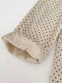 Infant Girls Elastic Waist Polka Dot Lace Straight Pants, Autumn/Winter - Apricot - View 7