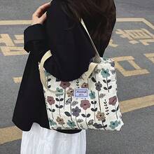 {Free Gift Of One Piece Of Jewelry} Small French-Style Floral Handbag For Women - Large Capacity Foldable Shoulder Bag For Shopping And Daily Use, Spacious Interior - 酒紅色 - 查看 5
