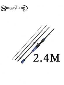 SOUGAYILANG Cần câu cá lóc xanh 4 khúc, cần câu máy bằng sợi carbon 1.8m/2.1m/2.4m với khoen gốm, tay cầm EVA và đế gắn máy câu ABS, phù hợp cho người mới bắt đầu. - Màu xanh lam - Xem 15