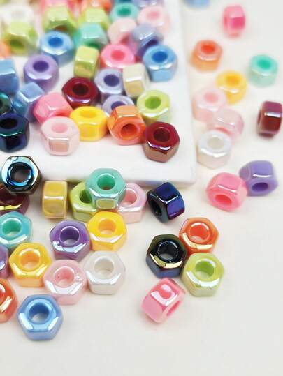 20 peças de contas hexagonais coloridas com furos grandes, contas com tampa de rosca, contas decorativas para cadarço com furos grandes, fabricação de joias faça você mesmo e contas decorativas, podem ser usadas para colar, brincos, corrente de telefone, chaveiro, pulseira, tornozeleira, acessórios de joias artesanais, fabricação de presentes de aniversário