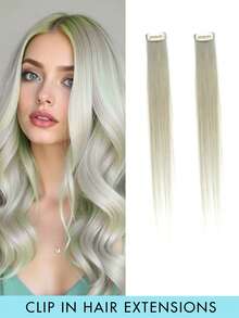 1pc Clip-In Hair Extension, Human Hair, Colorful Hair Extension, Red Clip-In Human Hair, Rainbow Color Party Highlights, Straight Hair Piece, For Women And Girls, Cosplay Clip-In Hair Extension, Purple, Halloween Costume And Christmas - Multicolor - View 27
