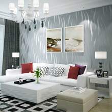 Papel de Parede Não Tecido Moderno Prateado Cinza 3D Impresso e Gravado com Listras - Adequado para Sala de Estar, Quarto, Cozinha e Banheiro