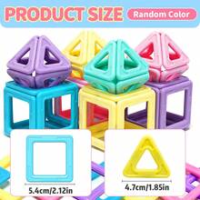 Bloques de construcción magnéticos con forma de triángulo y cuadrado tipo macarrón, juego de construcción STEM, colores aleatorios, juguetes magnéticos educativos para aprender y fomentar la creatividad, ideal como regalo de cumpleaños o Navidad para niños de 3 años en adelante - Multicolor - Ver 4