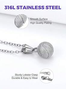 Richsteel 3D/Basketball/Soccer/Baseball Ball Boxing Glove Cool Pendant Men, 316L Stainless Steel Sneaker Chain,Sport Fan Jewelry - 02-steel Basketball - View 4