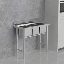 Commercial 304 Stainless Steel Sink 3 Compartment Free Standing Utility Sink - 銀色 - 查看 5