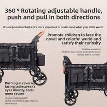 Lightweight Folding Double Stroller - 4-In-1 Adjustable Handle And Canopy, Tray Table And Cup Holder - Durable Newbornant Travel Baby Carriage (Gray/Black), For Everyday Shopping And Travel, Stability Wheels Design - 灰色 - 查看 3