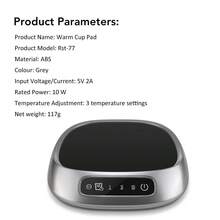 咖啡杯加热器，办公桌家用咖啡杯加热器，3档温度设置和定时提醒，智能电热饮料加热器，适用于咖啡和茶（黑色） - 黑色 - 查看 11