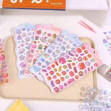 4张卡通3D立体漂浮趣味贴纸，立体浮雕贴纸，高颜值防水贴，可爱装饰，适用于DIY手工，笔记本装饰，手机配件，剪贴簿材料，文具美化，日记标记