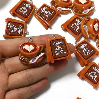 10 件创意树脂仿真咖啡杯和咖啡店标志吊坠，适合 DIY 项链、手链、耳环、钥匙扣首饰制作