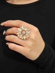 1 Stück Boho-Stil Sonnenblumen Geometrie Strass offener Ring