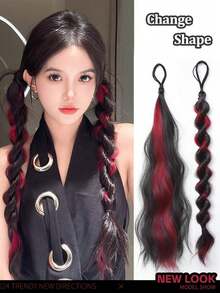 Hair Extensions For Girls Ponytail Extensions Highlighted Hair Bundles Can Be Braided And Colorful Braided Hair Extensions Suitable For Daily Use
