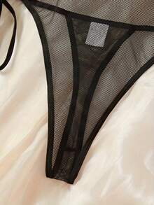 半透明系带露背连体裤，性感女装春季黑色 - 黑色 - 查看 5