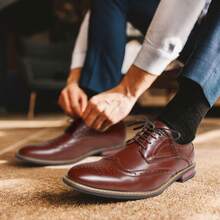 Business Men's Comfortable And Durable Lace-Up Formal Oxford Shoes - Rust Brown - View 11