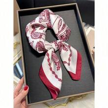 Versatile 90cm Square Scarf For Women - Printed Scarf As Neck Tie, Bandana & Hair Accessory, All-Season Luxury Fashion - 紅白色 - 查看 9