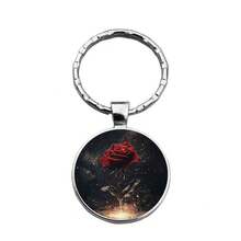 1PC European And American Fashion Shimmering Red 2D Pattern Gem Alloy Pendant Keychain Bag Pendant, Car Keychain, Holiday Party Small - 1 - Xem 5