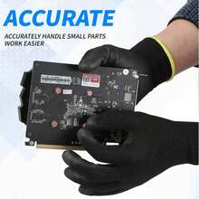 20只装PU涂层安全工作手套，适用于建筑、木工和园艺，工业防护手套，维修手套，防滑、耐磨、耐用、增强抓握力，适合草坪护理和户外使用，保护手部。 - 多色2 - 查看 3