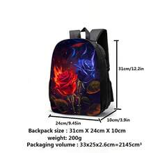 Minimalist Rose Flower Backpack, Casual High-Quality Backpack, Large Capacity Women's Travel Backpack, Lightweight Single-Layer 12-Inch Backpack