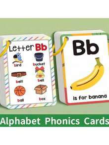 26pcs ABC English Alphabet Flash Cards, Natural Phonics Cards, 26 English Alphabet Pronunciation Pocket Cards, English Vocabulary Learning Cards, Easter, Christmas Educational Gifts - Multicolor - View 2