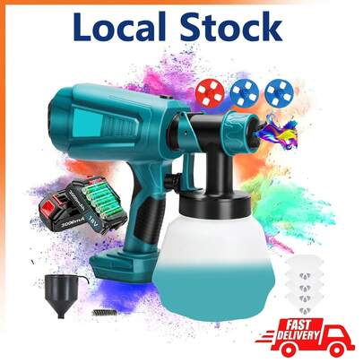 1000ML Paint Container Fence & Decking Paint Sprayer, HVLP Electric Spray Gun With 2x 3000mAh Batteries, 4 Nozzles Sizes & 3 Spray Patterns Cordless Paint Sprayer For Home Interior And Exterior