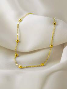 ELSEDES 1pc Fashionable Minimalist S925 Silver Multi-Bead Design Personalized Delicate Anklet, Suitable For Daily And Party Wear